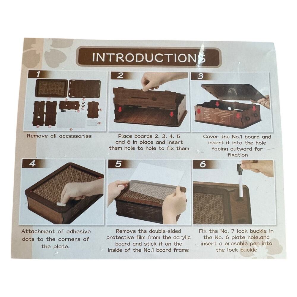 Wooden Storage Box DIY Kit Clear Acrylic Window Lock Money Tip Ballot Box Craft